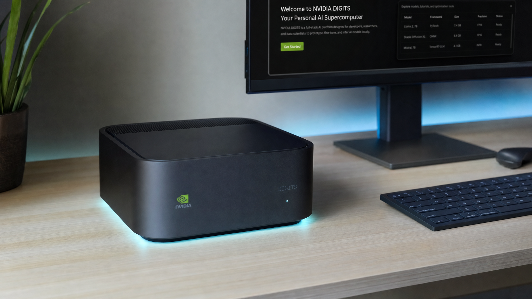 Nvidia Project DIGITS — a compact desktop AI supercomputer powered by the GB10 Grace Blackwell Superchip. One petaflop of AI compute. Fits on a desk. Costs $3,000.