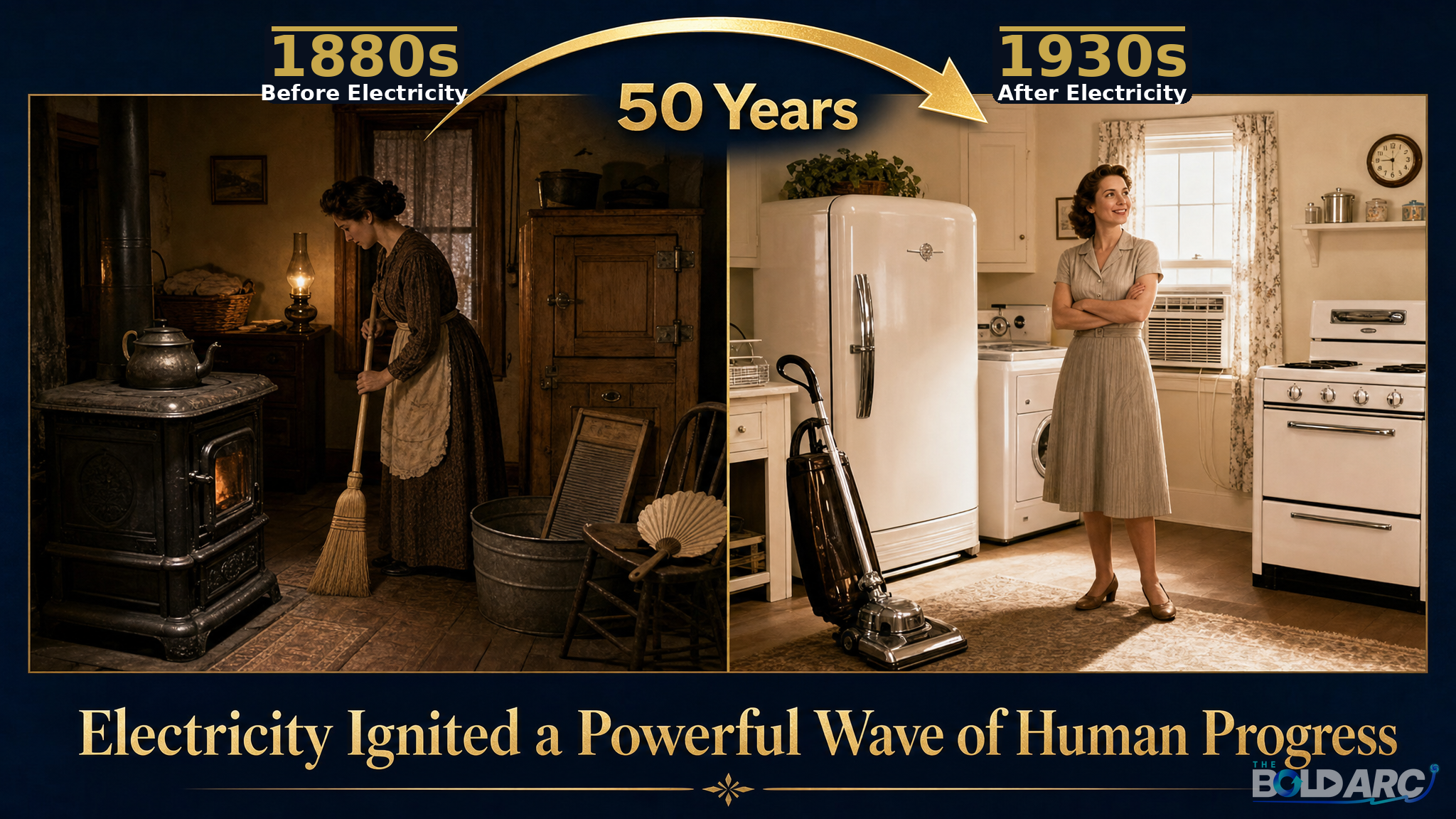 What electricity actually created: before and after with all industries and jobs spawned
